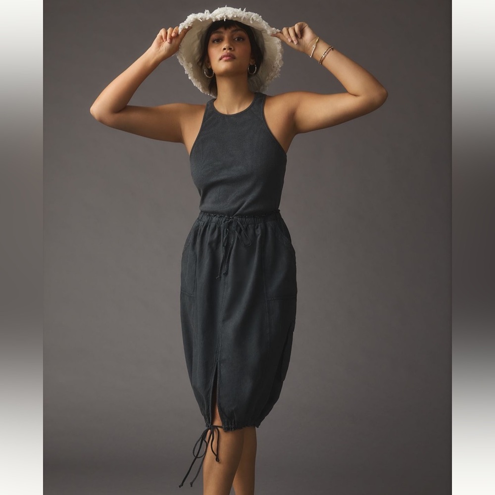 Daily Practice by Anthropologie Be Bold Racerback Twofer Dress in “Washed Black” - Picture 2 of 15